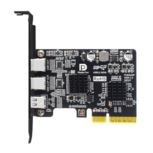 Cablecc Mini Displayport 1.4インプット PCI-E Express 4x - デュアルUSB 3.1 Type-C USB
