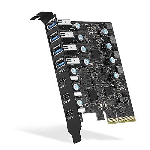 PCIe - USB 3.2 Gen 2カード 20Gbps帯域幅 7つのUSBポート(4つのUSB Type-Aと3つのType-Cポート)、 8,869円