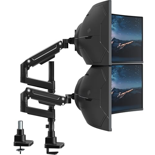 WORLDLIFT モニターアーム デュアル 17～49インチ対応 上下2画面 ロングポール50cm 耐荷重2～20kg/アーム グロメット式&