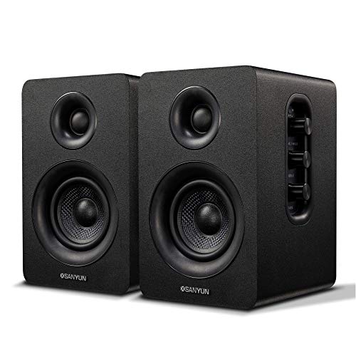 Sanyun SW208 3 活動的Bluetooth5.0ブックシェルフスピーカー? 60Wカーボンファイバースピーカーユニット?内蔵24