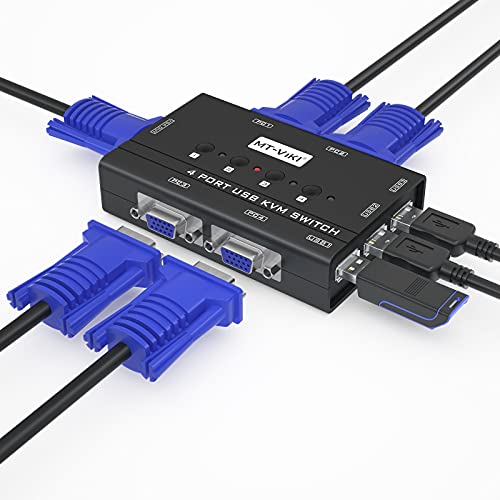 KVM VGA切替器 4ポートUSB2.0 MT-VIKI KVM VGAスイッチ 4入力 パソコン切り替え器 キーボード・マウス用パソコン切替