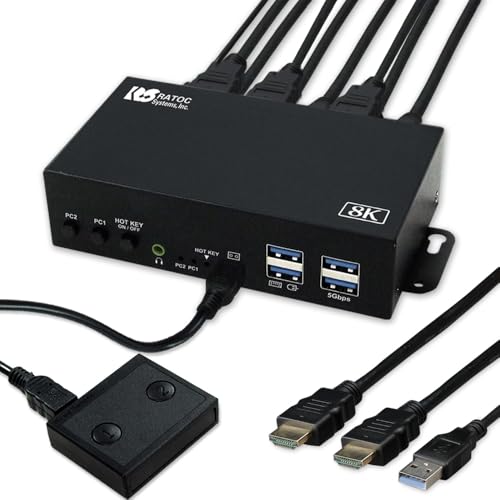ラトックシステム 8K60サイクル 4K120サイクル デュアル 見せびらかす HDMI マイコン うつり変わり器 2台 RS-260UH2-8K 管する 2