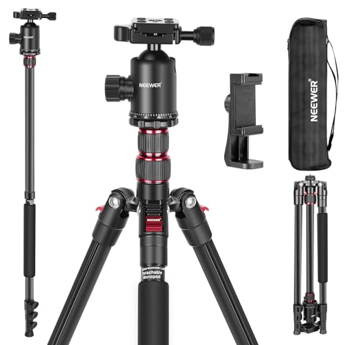 NEEWER 197cm カメラ三脚一脚 折りたたみ式 アルミ製 DSLR/スマホ用 360°パノラマボールヘッド/2軸センターコラム/Arca|エブリデイ・ダイレクト