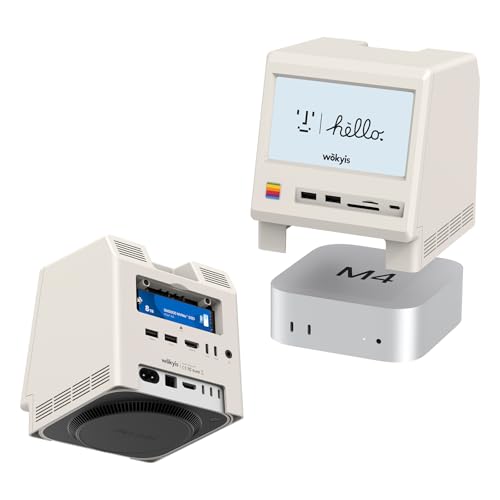 Wokyis M5 レトロデザインドックステーション（Mac mini M4相応う）、5in固定ディスク見せびらかす、10Gbps M.2 NVMe S