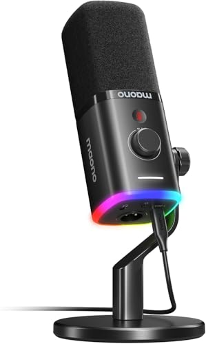 MAONO XLR/USB ゲーミングマイク ノイズキャンセリング パソコンマイクロホン ポッドキャスト ストリーミング用 ダイナミックマイク ミュートボ