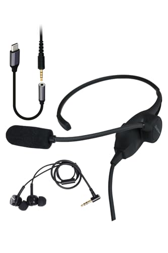 SOUNDWARRIOR のど首ダンス楽隊型 頭顱書き割り のど首マイクロホン 有線 両耳イヤ電話機 日本製 USB-Cアダプタ付 SW-NS1-USB