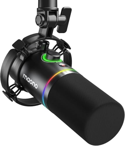 MAONO ゲーミングマイク USB/XLR ダイナミックマイク 専用ソフトウエア嘱する パソコン用ポッドキャストマイク ミュートボタン ボリュームコ