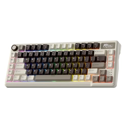 RK ROYAL KLUDGE L75 メカニカルキーボード、ガスケットアセンブリ、ボタン/マクロキー、タッチ可能ネームプレート、トライモードB