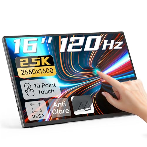 Intehill モバイルモニター タッチパネル 16インチ 2.5K 120Hz ゲーミングモニター 自立型スタンド 2560x1600 sR