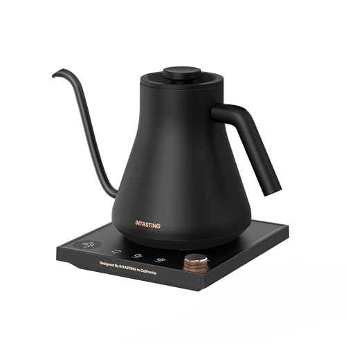 intasting 電気ケトル コーヒー 1°C単位の温度調節 コーヒー ケトル 細口ドリップ 1200W高速沸騰 2時間保温 LED表示パネル