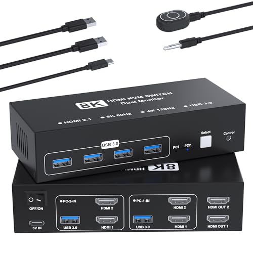 8K@60サイクル HDMI KVM取り替えっこ 2インプット2最終生産物 HDMI KVM うつり変わり器 マイコン2台管する2台切り替え 4つのUSB 3.0界面