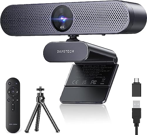 DEPSTECH WEBカメラ 4K オートフォーカス 明度/彩度調整可能 ズームイン機能 ウェブカメラ リモコン付き マイク内蔵 USB接続
