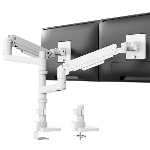 WORLDLIFT モニターアーム デュアル 上下2画面 ロングポール 17～49インチ対応 耐荷重2～20kg/1モニター ガススプリング ア