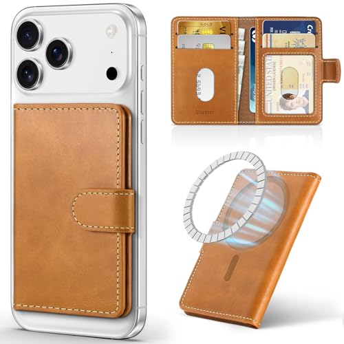 SHIELDON スマホカードケース 本革レザー 6枚カード収納 磁力吸着 [RFIDブロッキング] 磁力ケースとiPhone17/16/15/