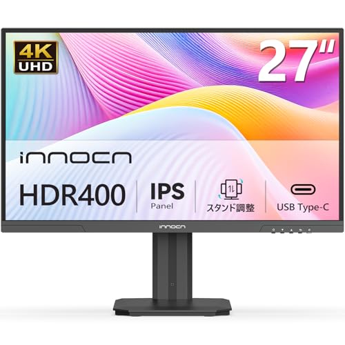 INNOCN 27インチ モニター 4K UHD (3840 x 2160) IPS非光沢 100% sRGB HDR400 縦横回転 VESA