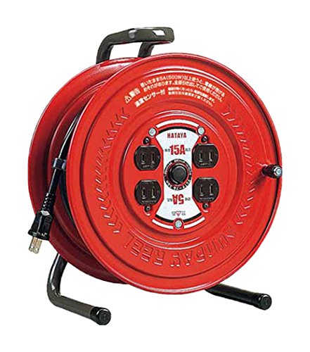 ハタヤ (HATAYA) コードリール 屋内用 100V型 コード20m 太さ1.25? 標準型 温度センサー内蔵 (電線溶解防止機能) コンセ