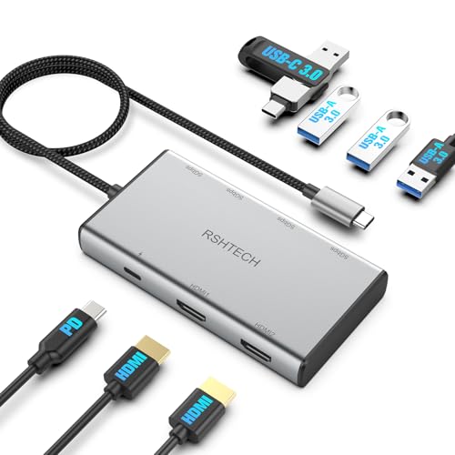 RSHTECH USB Type-C ハブ 7in1ドッキングステーション HDMI 2つ 2画面 4K@60Hz HDR10・HDCP 2.3 4,397円