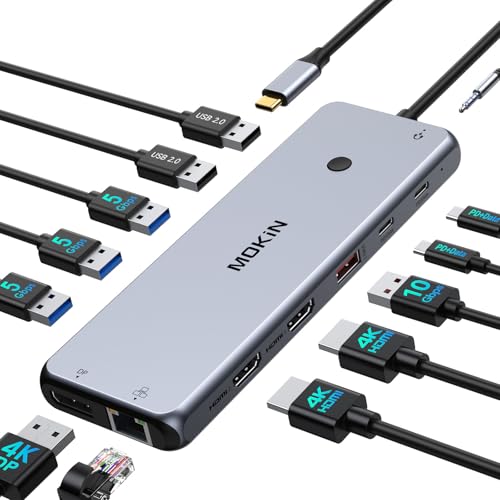 USB C縛ステイションHDMI2つ【MOKIN 2*HDMI+DP三画面最終生産物4K@60p MSTデュアル】type cドッキングステー