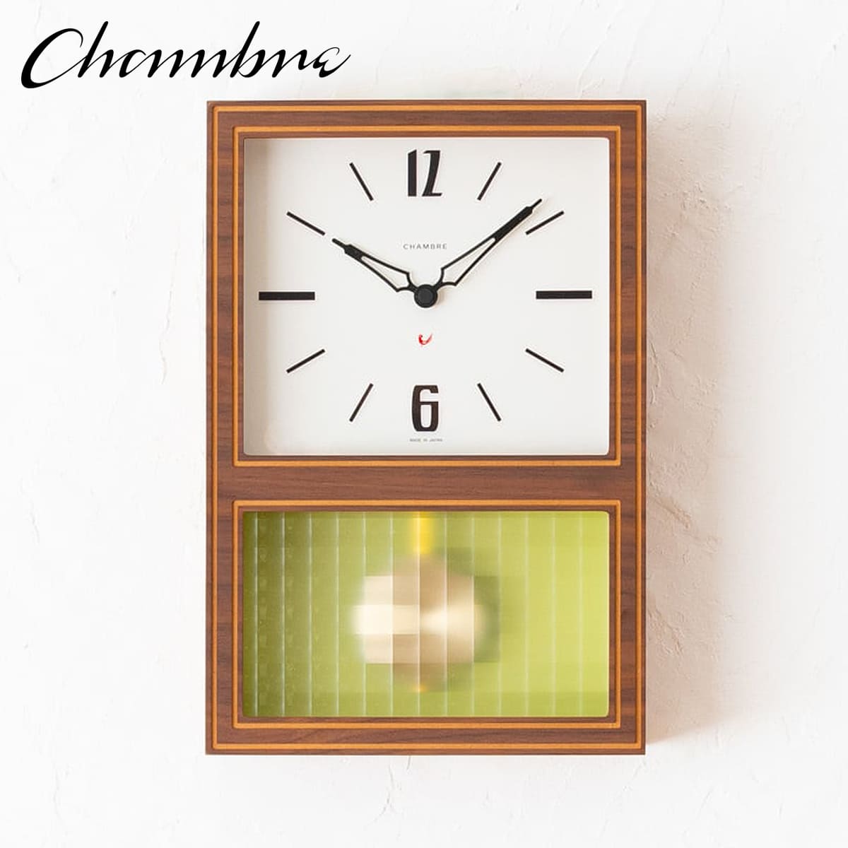 振り子時計 GLASS PENDULUM CLOCK CLASSIC 【WALNUT】 壁掛け時計 / 振り子時計 / 置き時計 / ナチュラル / モダン / 静音 / おしゃれ / レトロ / アンティーク / アナログ / クラシック / 木製 / ギフト / 日本製 / シャンブル【沖縄・離島 お届け不可】