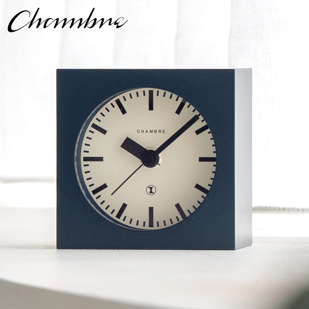 BLOCK DESK CLOCK 【NAVY】 置き時計 / モダン / 静音 / おしゃれ / スクエア / つみき / レトロ / カラフル / アナログ / かわいい / 無垢材 / 木製 / ギフト / 日本製 / シャンブル【沖縄・離島 お届け不可】