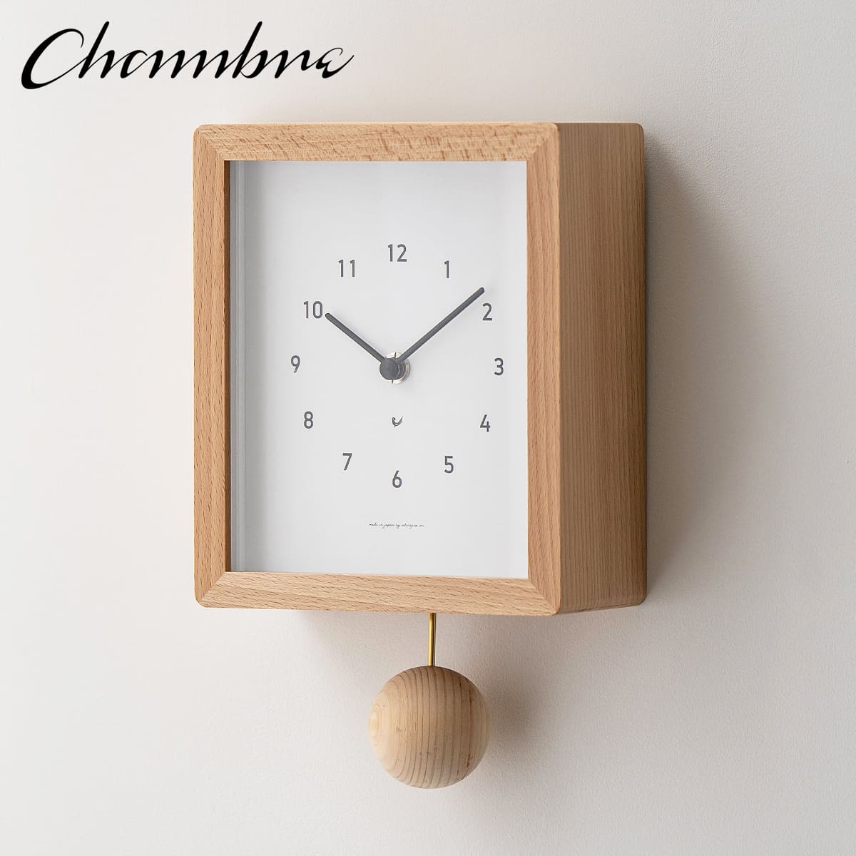 Blanc CLOCK 【NATURAL】 壁掛け時計 / 振り子時計 / シンプル / ナチュラル / モダン / 静音 / おしゃれ / 無垢材 / 木製 / ギフト / 日本製 / シャンブル【沖縄・離島 お届け不可】