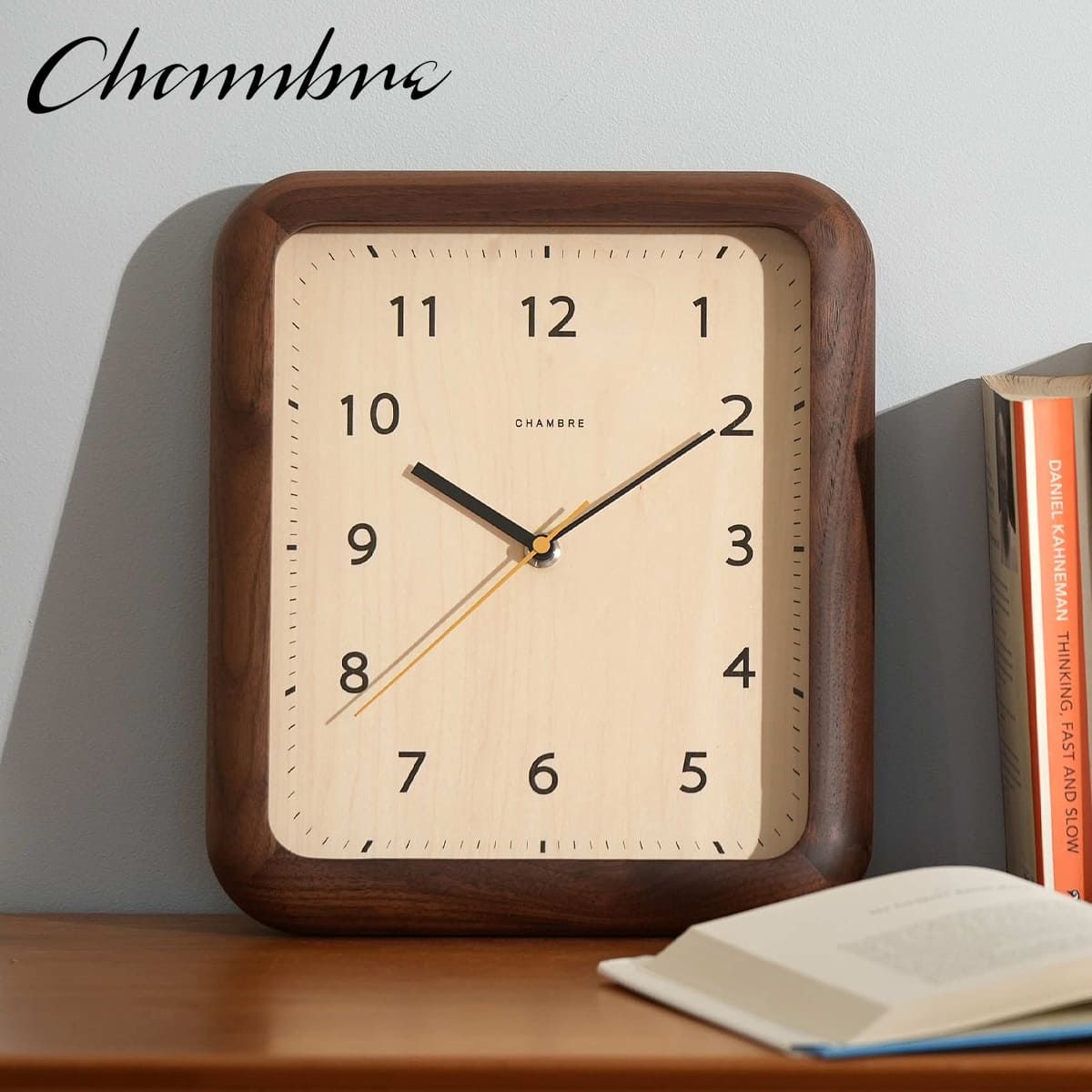 BOOK CLOCK【WALNUT】 壁掛け時計 / 置き時計 / ナチュラル / シンプル / モダン / 四角 / 静音 / おしゃれ / かわいい / アナログ / 無垢材 / 木製 / ギフト / 日本製 / シャンブル【沖縄・離島 お届け不可】｜everyday
