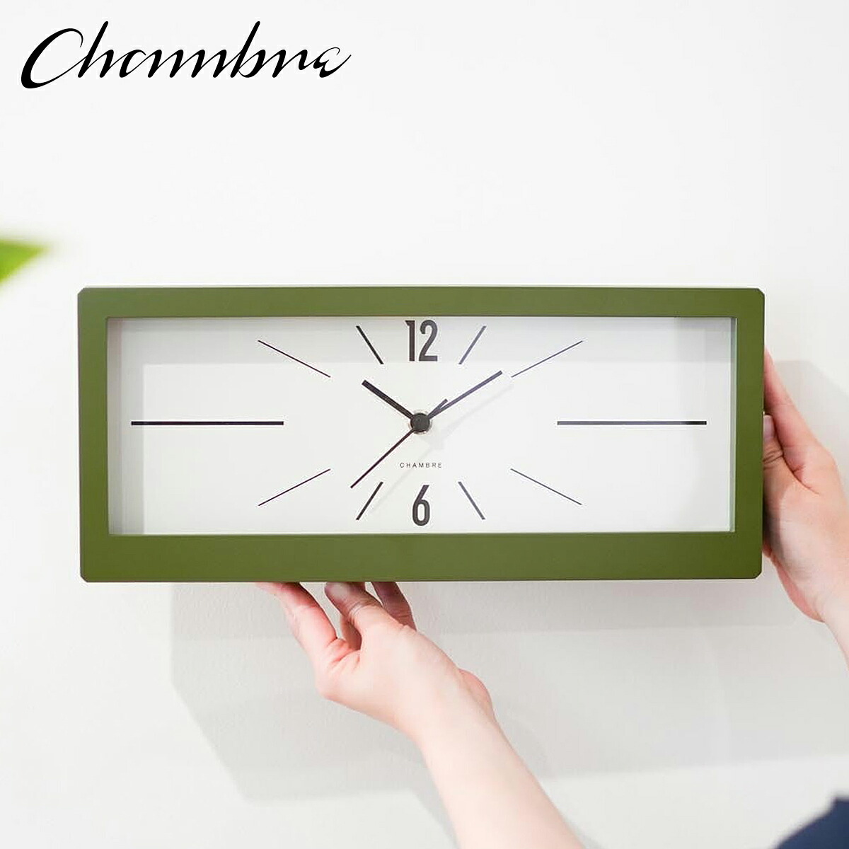 LINEAR CLOCK 【KHAKI】壁掛け時計 / 置き時計 / スタイリッシュ / シンプル / モダン / 四角 / 静音 / おしゃれ / ビンテージ / アナログ / 無垢材 / 木製 / ギフト / 日本製 / シャンブル【沖縄・離島 お届け不可】|everyday