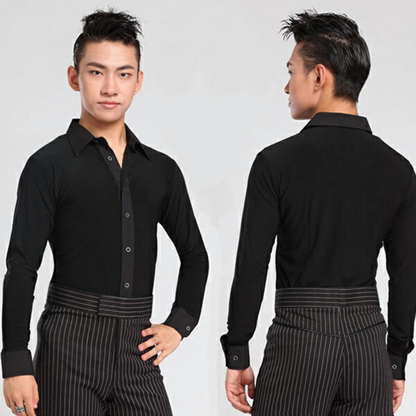 驚きの値段で ウェア 社交ダンス S 衣装 代引不可 Dm013x1c6kc パーティー 発表会 演出 チャチャチャ ルンバ ラテン 練習着 男性用 シャツ メンズラテン ダンスシャツ ラテン ダンスウェア メンズ 立ち襟 競技 長袖 ブラック