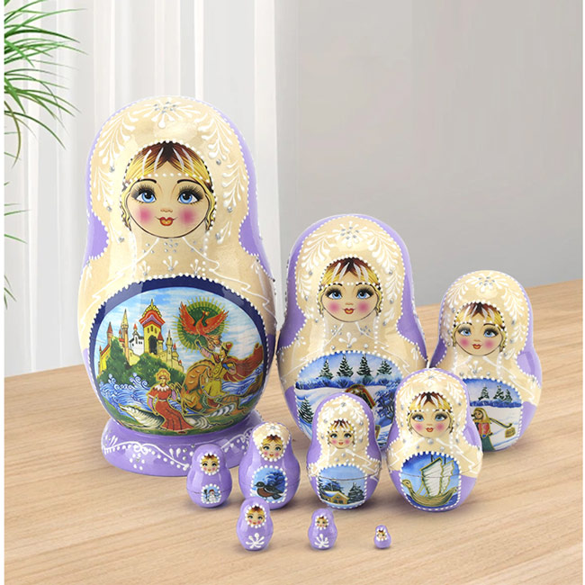 マトリョーシカ ロシア 人形 民芸品 土産物 手作り人形 手描き オブジェ 10個組 インテリア雑貨 パープル 洋風 ギフト プレゼント 北欧雑貨 伝統工芸 おもちゃ 飾り 誕生日 キッズ 子供 部屋 ハロウィン クリスマス ja700c0c0m6|ドレス・ファッション エブリ