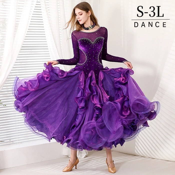 楽天市場】社交ダンス ドレス 2点セット フリル モダンドレス ライン