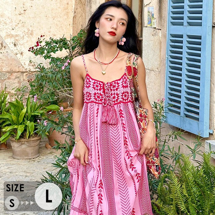 楽天市場】リゾートワンピース 沖縄 エスニック柄 サマードレス ロング