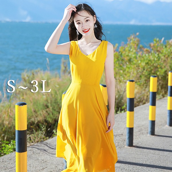 ペゼリコ 新品 ノースリーブ淡い黄色ワンピース bs005s1_1.jpg