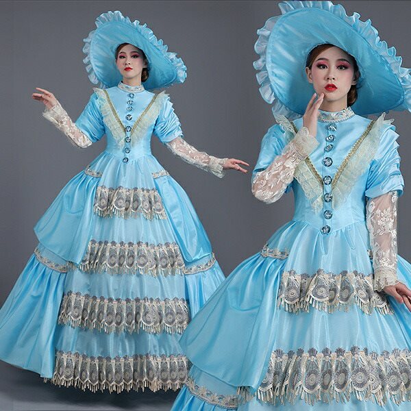 楽天市場】ロングドレス お姫様ドレス 中世ヨーロッパ ステージ 袖あり