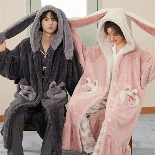 楽天市場】ルームウェア もこもこ パジャマ 兎 冬 長袖 ナイトガウン