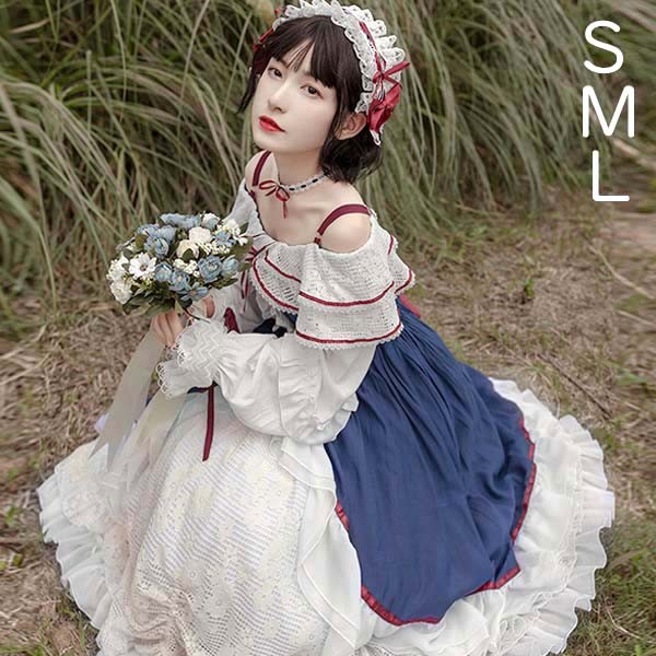 00s 希少 レースコア 森ガール総編みフリルワンピース LIZLISA系 姫袖 00s LIZLISAレース フリル リボン フェアリーグランジ 森ガール