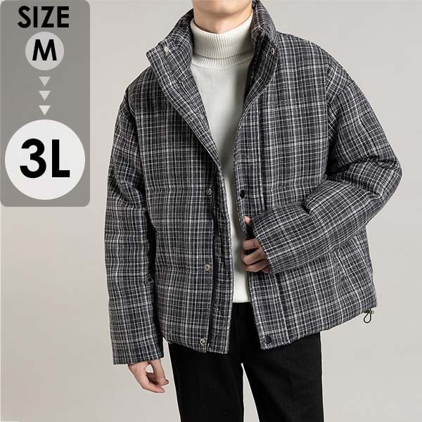 ダウンジャケット ダウンコート メンズ スタンドカラー 大きいサイズ 極暖 暖かい 厚手 撥水 軽い 父の日 彼氏 プレゼント カッコイイ 80％ダウン おしゃれ カジュアル アウター チェック柄 ジャケット コート 紳士 冬 20代 30代 40代 50代 M L 2L 3L ec156t2t2jc ec156t2_1.jpg
