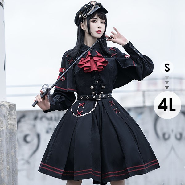 【らーみょん】ミリタリー ロリータドレス　Mサイズ 楽天市場】ロリータ 上下フルセット 軍服ロリータ ミニロリ フル