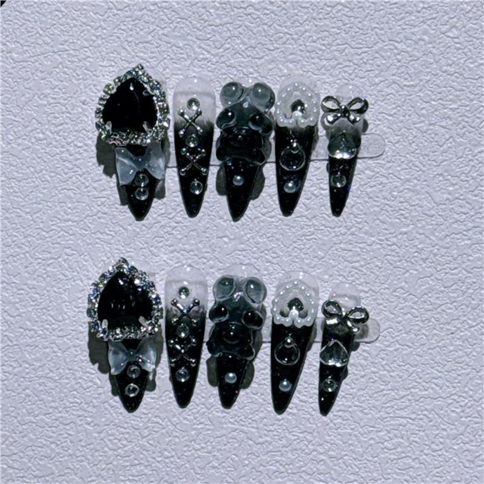 楽天市場】地雷系ネイル ネイルチップ ギャルブラック 付け爪 繰り返し