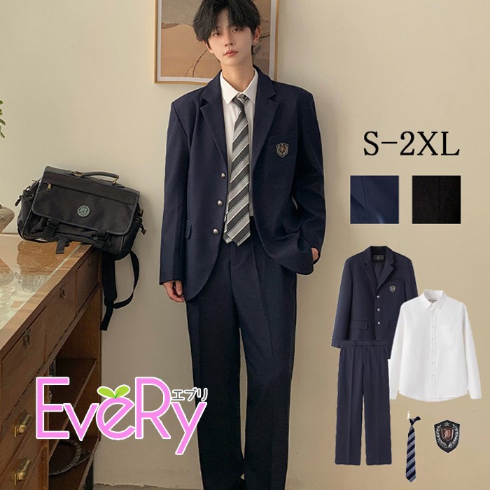 S-2XL男の子スーツ 入学式スーツ 卒業式 ジャケット jk 学生服 無地 コート 上下セット 男子高生制服 フォーマル スーツジャケット 発表会 制服 長袖 コスプレ衣装 大きいサイズあり ネイビー ブラック mc061zbzbwd