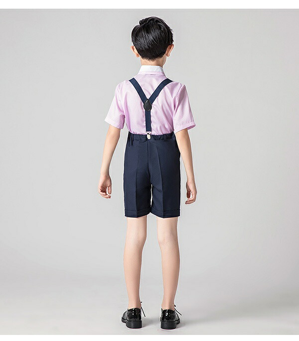 キッズスーツキッズ子供フォーマルピアノ発表会男の子キッズシャツ蝶ネクタイ半袖サスペンダー半ズボンイベント結婚式入学式誕生日4点セット春夏子供服子供スーツ子供服フォーマルスーツジュニア110120130140150160170db044zezet2