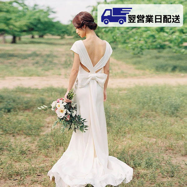 【翌営業日発送】ウエディングドレス ワンピース 白 結婚式 二次会 披露宴 前撮り 後撮り エンパイアライン スレンダー バックリボン ロング ビーチフォト 二次会 花嫁ドレス 花嫁 ホワイト 春 夏 秋 フォトウェディング 撮影 20代 30代 da017f4t2kc /返品・交換・同梱不可 9,771円