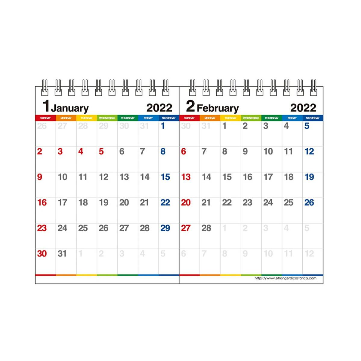楽天市場 Etranger Di Costarica エトランジェ ディ コスタリカ 22年 カレンダー卓上 2か月月 B6 カラーバー 0102 Clt H 12 ゆうパケット出荷 メール便 Evis B Box 楽天市場店