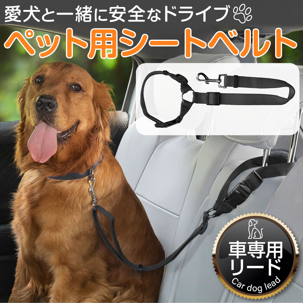 今季一番 マラソン限定ｐ5倍 ペット用シートベルト 車専用 リード 犬 シートベルト 安全ベルト 高耐久 大型犬 ヘッドレスト 長さ 調節可能 ブラック 犬用カー用品 ポスト投函 送料無料