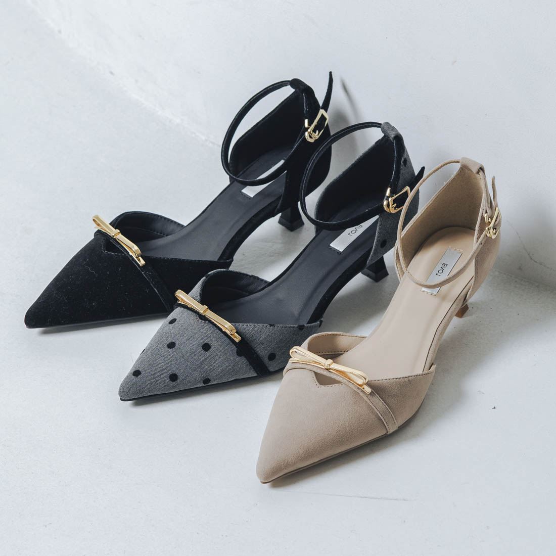 【堅苦しさ】【SALE／16%OFF】ｲｰﾎﾞﾙ EVOL 【座蒲団入り口・入口・ふかふか】4.5糎リボンセパレートパンプス ﾌﾞﾗｯｸ 靴 ﾚﾃﾞｨｰｽ ﾊﾟﾝﾌﾟｽ ｾﾊﾟﾚｰﾄ ﾘﾎﾞﾝ ﾄﾞｯﾄ ﾍﾞﾛｱ ｽｴｰﾄﾞ 美脚 ｽﾀｲﾙｱｯﾌﾟ パステル色の 御芽出度 ﾊﾟｰﾃｨｰ