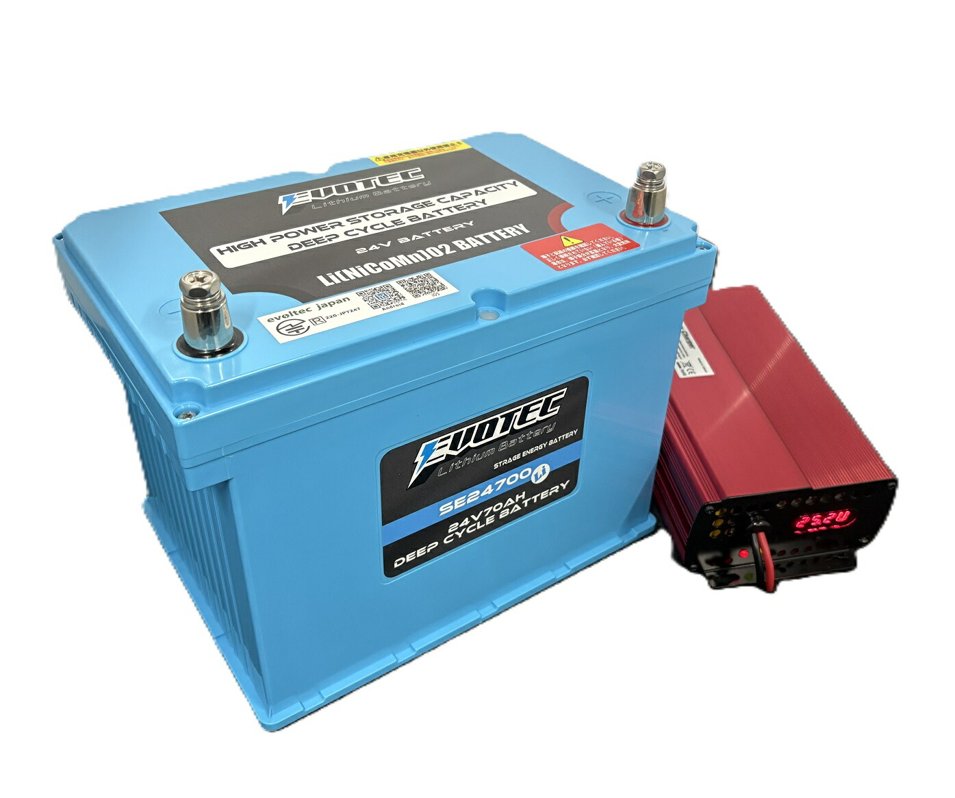 24V 70Ah リチウム乾電池 ディープサイクルバッテリー SE-24700Light  最大限度起電力25V 申し受ける器二人組書き割り ブルートゥース役立つこと付き添い人 雨合羽 防塵 Bluetooth 鉛乾電池取り替えっこはMF27以上の電気容量 リチウムイオンバッテリー EVOTEC/エヴォテック