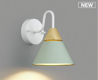 照明 おしゃれ かわいい コイズミ照明 KOIZUMI ブラケットライト AB52220 電球色 AB53835 温白色 ペールグリーンマット塗装仕上 北欧デザイン 白熱球60W相当 LED一体型 メープルの木飾りと 淡い色味の組み合わせ