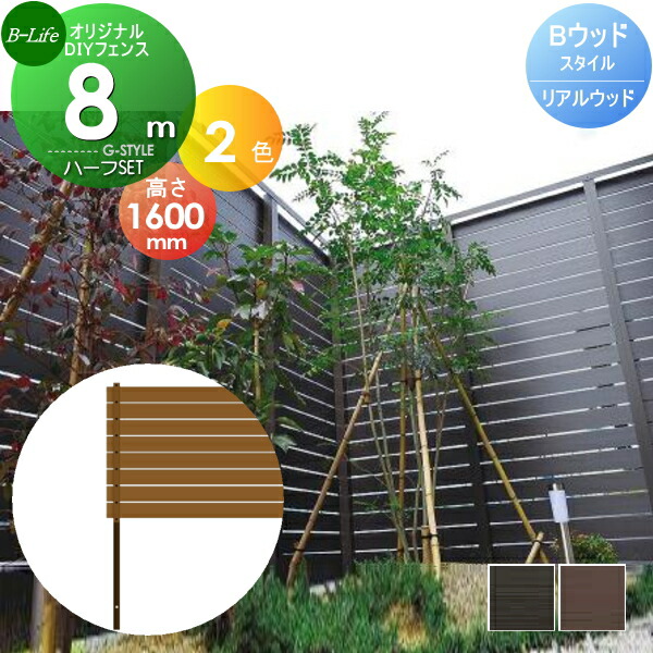 目隠しフェンス リアルウッド樹脂製樹脂製フェンス板材 Diy エクステリアg Styleお庭や外構をおしゃれに F F Eウッドスタイル マイティウッド同等品が特価価格 Bウッドスタイル 人工ウッド 組立て部材セット オリジナルdiyフェンス ハーフタイプ 人工木材 約8m 4スパン