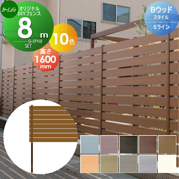 楽天市場 目隠しフェンス オリジナルdiyフェンス Bウッドスタイル Sライン ハーフタイプ 約8m 4スパン分 H1600mm L7980mm用 組立て部材セット ウッドスタイルフェンスセット 人工ウッド 人工木材 樹脂製 フェンス横張り 樹脂製フェンス板材 Diy エクステリアg Style