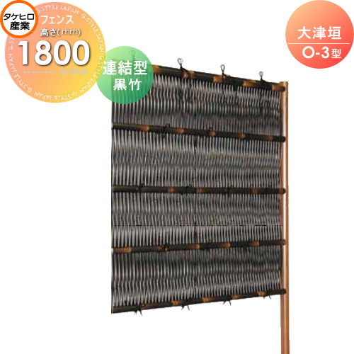 【無料★特典対象】 人工竹垣フェンス 目隠し 組立式 タケヒロ産業 大津垣 O-3型(黒竹)連結型 H1800 SSO3N-6018L 樹脂製 外壁 庭 和風空間 境界 屋外