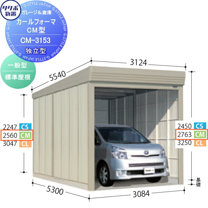 【無料★特典対象】 物置 収納 タクボ 物置 TAKUBO 田窪工業所 カールフォーマ CM 独立型 一般型 標準屋根 間口3084奥行き5300高さ2763 CM-3153 シャッタータイプ 収納庫 屋外 倉庫 駐輪 大型